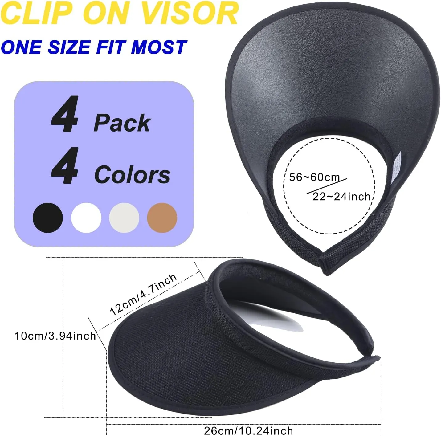 MULIMU 4-Pack Women Wide Brim Sun Visor UV Protection UPF50  Hat Golf Visor with Clip