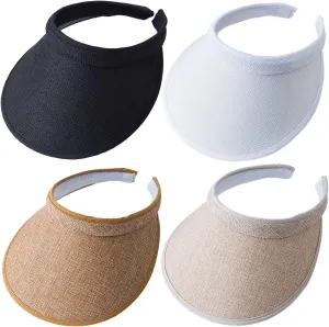 MULIMU 4-Pack Women Wide Brim Sun Visor UV Protection UPF50  Hat Golf Visor with Clip