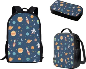 Mumeson Astronsut Kids Backpack Big Capacity Bookbag Rucksack Schoolbags for Teen Boys Kids Lightweight Lunch Bags Portable Pencil Case Include Back to School Supplies