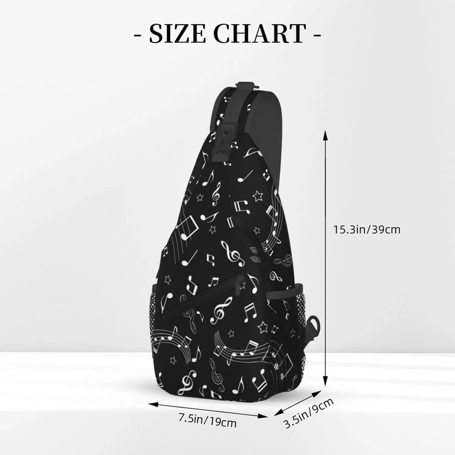 Music Notes Stars Crossbody Bag Cross Chest Bag Adjustable Sling Backpack Sports Gym Shoulder Bags Travel Cycling Daypack Diagonally Casual Rucksack