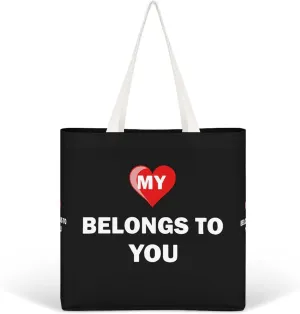 My Heart Belongs to You Fashion Women Handbags Full Printed Shopping Canvas Tote Bag For Work Travel