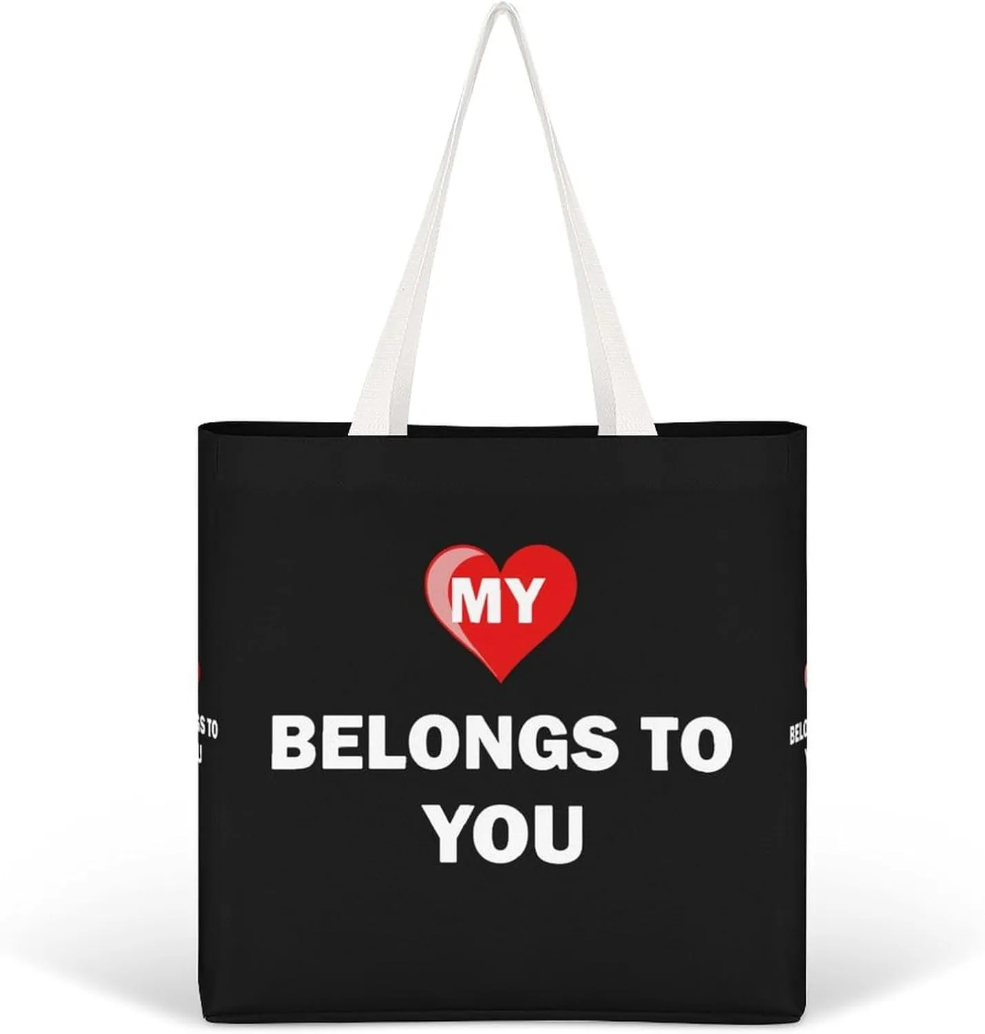 My Heart Belongs to You Fashion Women Handbags Full Printed Shopping Canvas Tote Bag For Work Travel