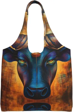 Mysterious ancient rhinoceros Handbag, lightweight medium-sized reusable grocery bag, canvas tote bag