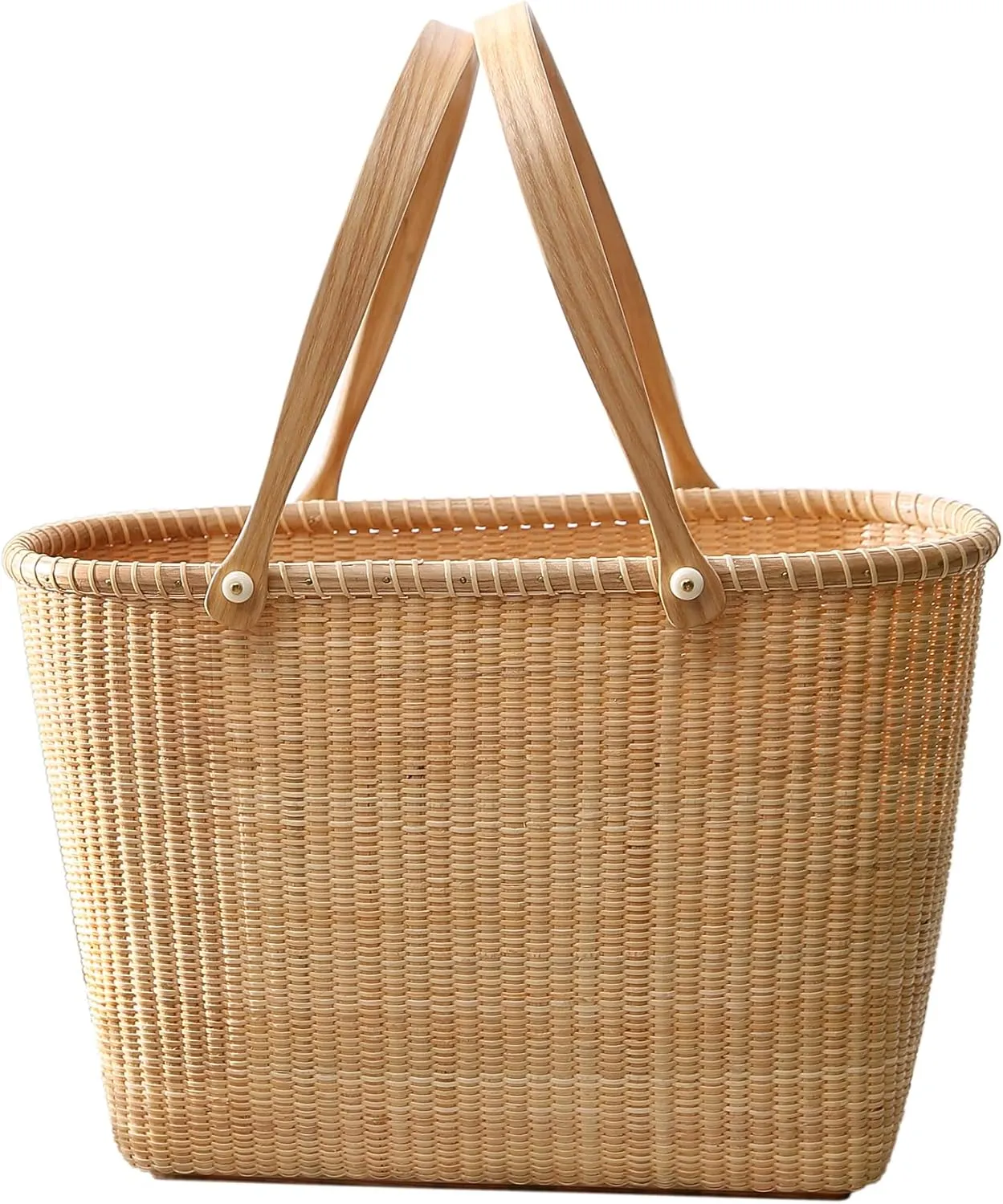 Nantucket Tall Tote Office Handbag with Handle - Cane-on-cane Weave, Picnic Basket, Large Capacity for Women, Top Handle, Home & Outdoor Storage