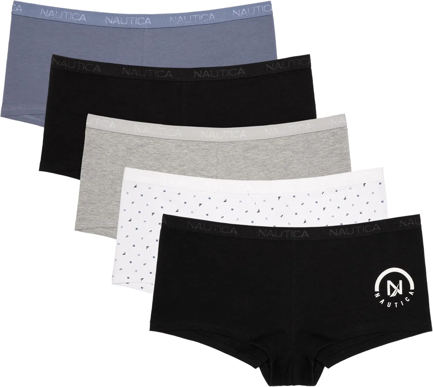 Nautica Women's Cotton Boyshort Underwear Set, 5-Pack