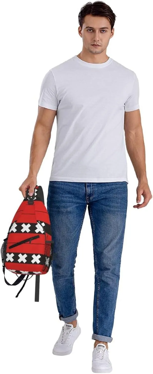 Netherlands Holland Flag Crossbody Bag Cross Chest Bag Adjustable Sling Backpack Sports Gym Shoulder Bags Travel Cycling Daypack Diagonally Casual Rucksack