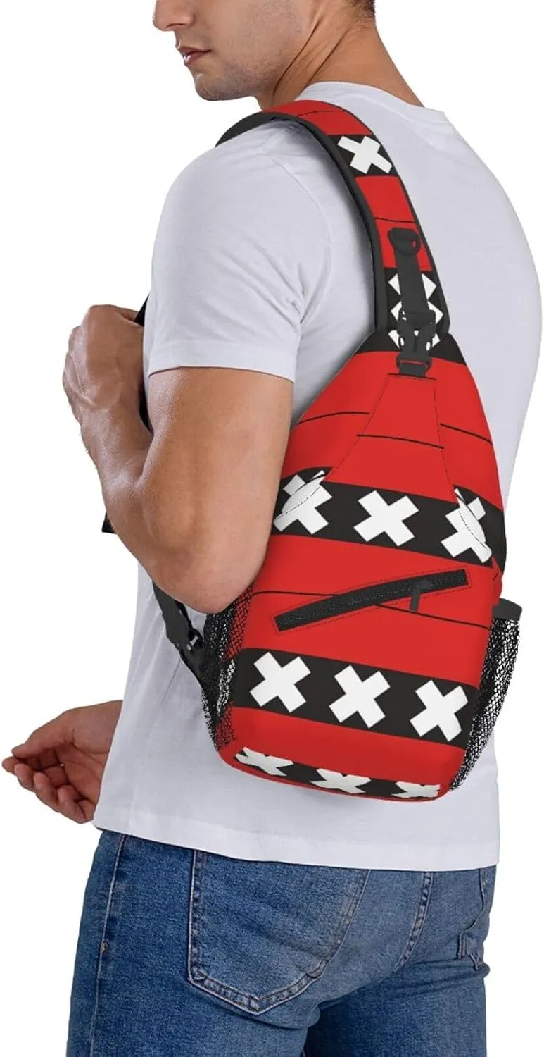 Netherlands Holland Flag Crossbody Bag Cross Chest Bag Adjustable Sling Backpack Sports Gym Shoulder Bags Travel Cycling Daypack Diagonally Casual Rucksack