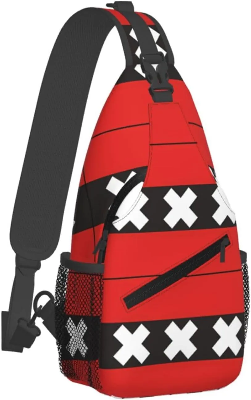 Netherlands Holland Flag Crossbody Bag Cross Chest Bag Adjustable Sling Backpack Sports Gym Shoulder Bags Travel Cycling Daypack Diagonally Casual Rucksack