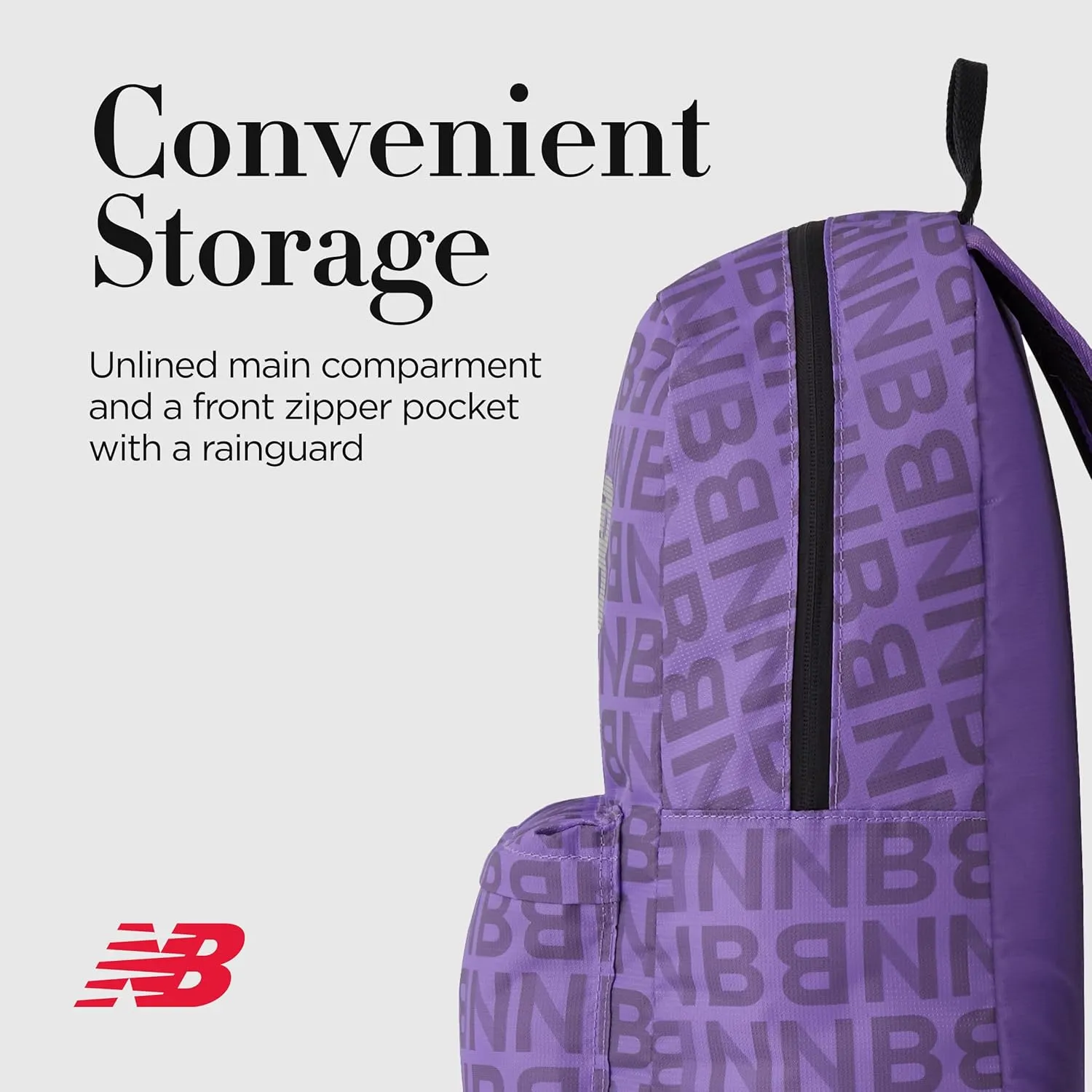 New Balance Backpack, Daypack Small Travel Bag for Men and Women, Purple, 17 Inch