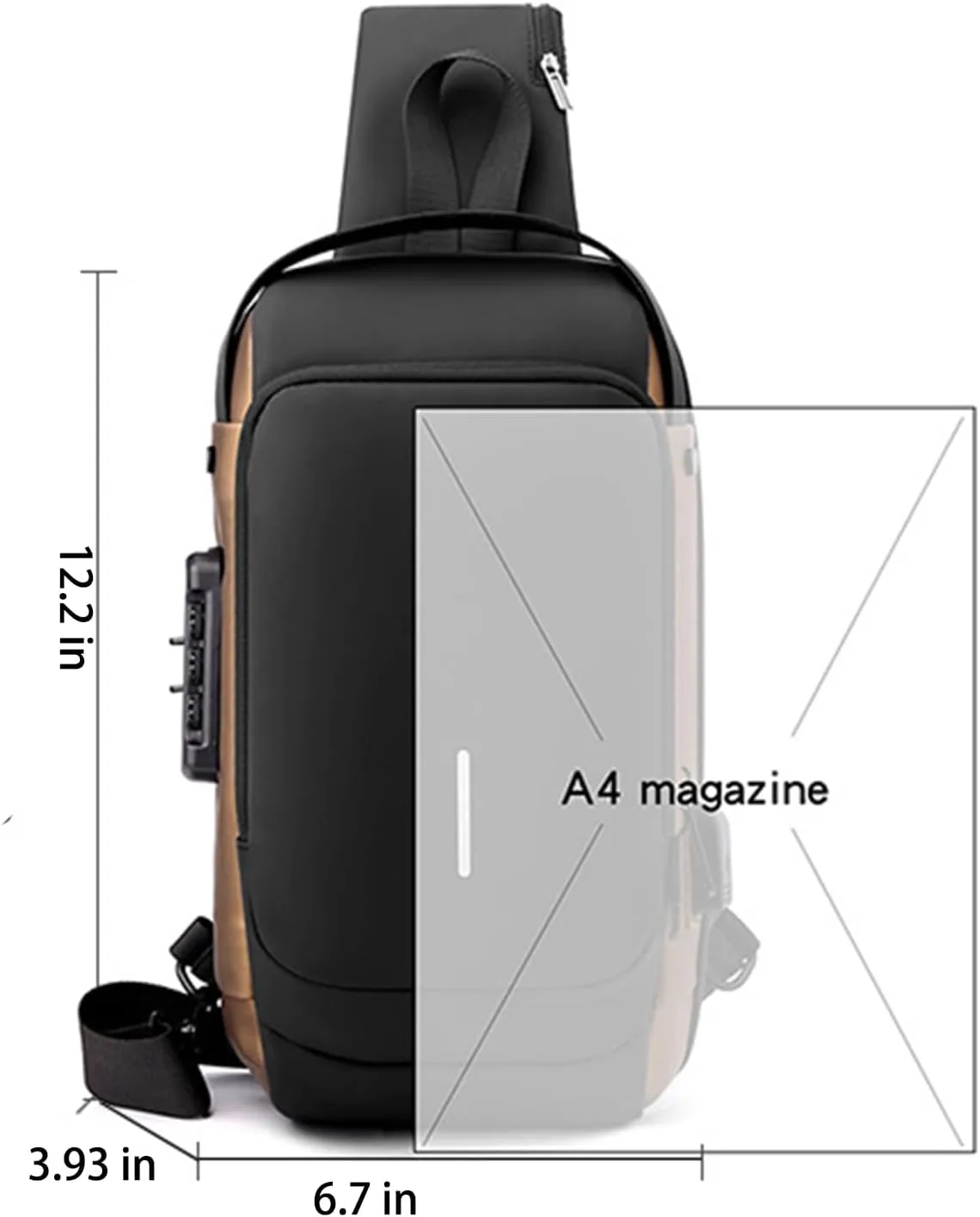 New Carbon Fiber Streamline Anti-Theft Sling Bag, Sling Bag USB Charging Portable SlingBackpack, for Travel Gym Sports (Black)