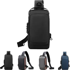 new carbon fiber streamline anti-theft sling bag, Waterproof Shoulder Backpack, Sports Crossbody Bag USB Charging Sport Sling (black)