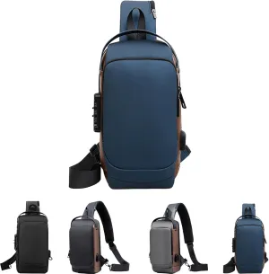new carbon fiber streamline anti-theft sling bag, Waterproof Shoulder Backpack, Sports Crossbody Bag USB Charging Sport Sling (blue)