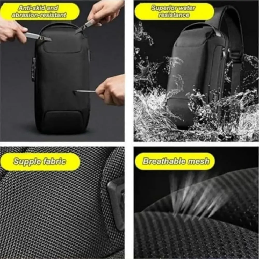 new carbon fiber streamline anti-theft sling bag, Waterproof Shoulder Backpack, Sports Crossbody Bag USB Charging Sport Sling (blue)