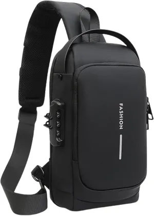 New Carbon Fiber Streamline Anti-Theft Sling Bag,USB charging port Sport Waterproof Shoulder Bag, for Daily Trips, Commutes (Black)