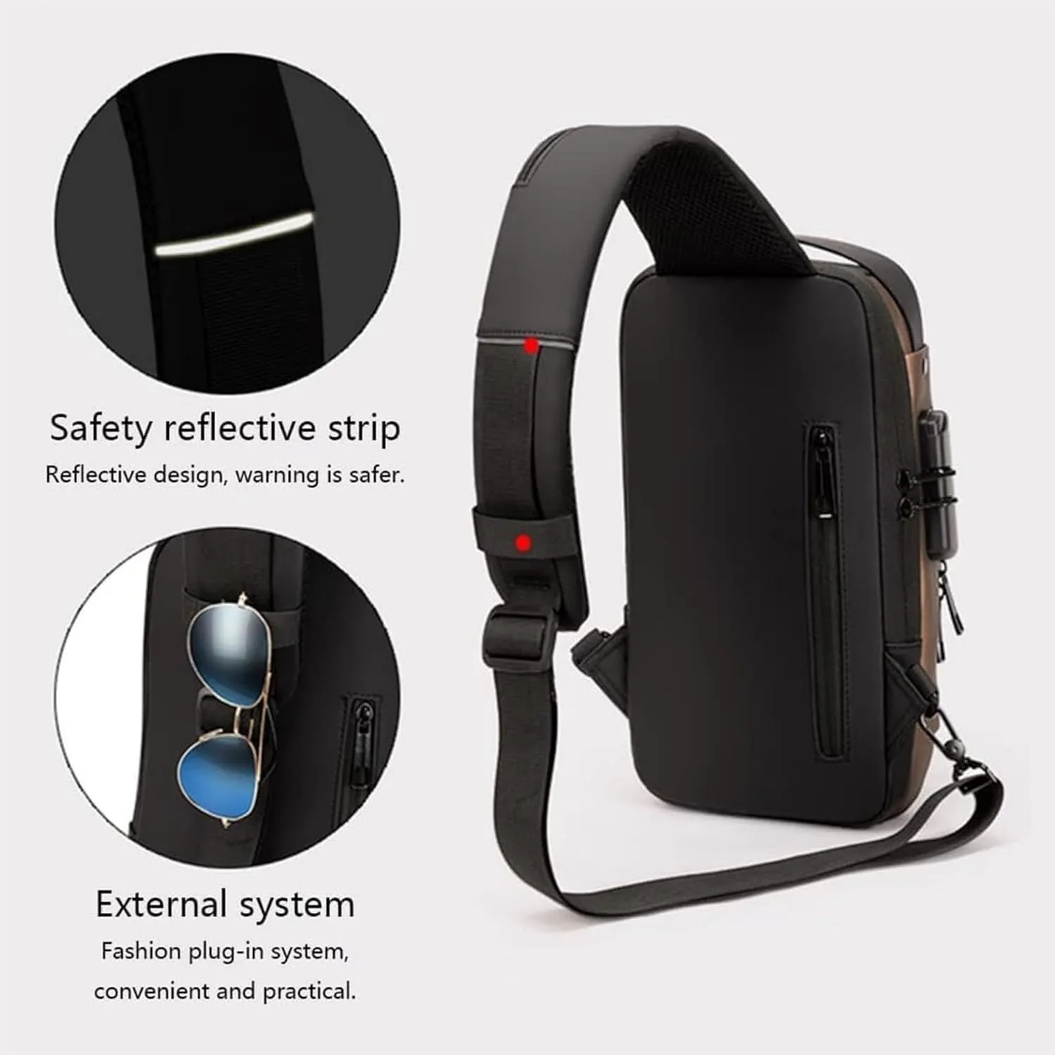 New Carbon Fiber Streamline Anti-Theft Sling Bag,USB charging port Sport Waterproof Shoulder Bag, for Daily Trips, Commutes (Black)