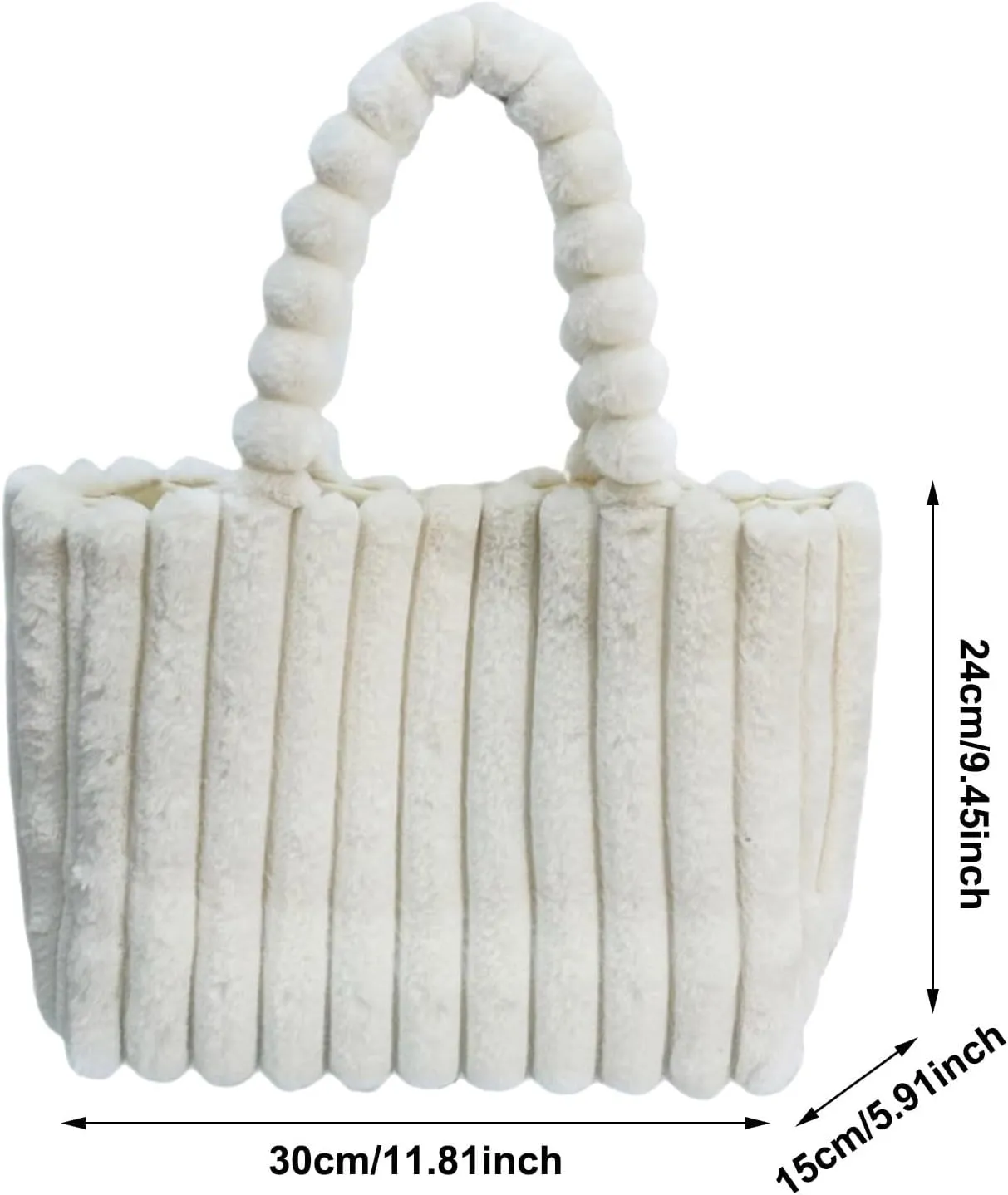 New Large Capacity Tote Bag High End Single Shoulder Furry Bag Shoulder Bags for Women (WH2, One Size)