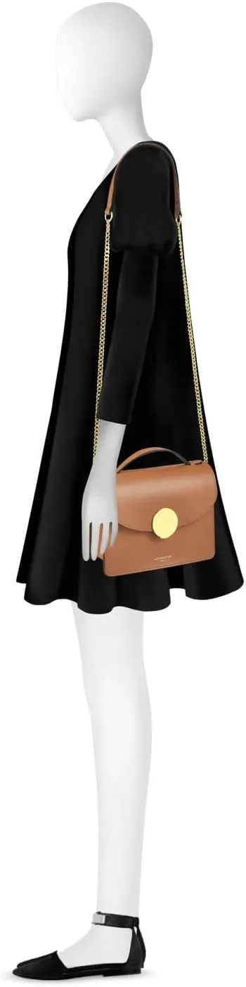 New Ondina Top Handle Shoulder Bag, Calf Leather, Gold Hardware, 8.5 x 6.3 x 3.5 inches