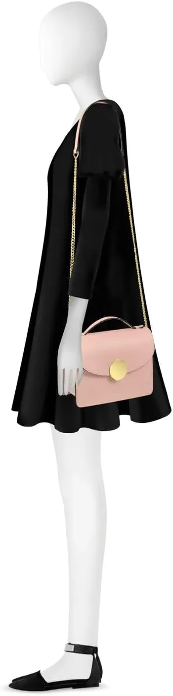 New Ondina Top Handle Shoulder Bag, Calf Leather, Gold Hardware, 8.5 x 6.3 x 3.5 inches