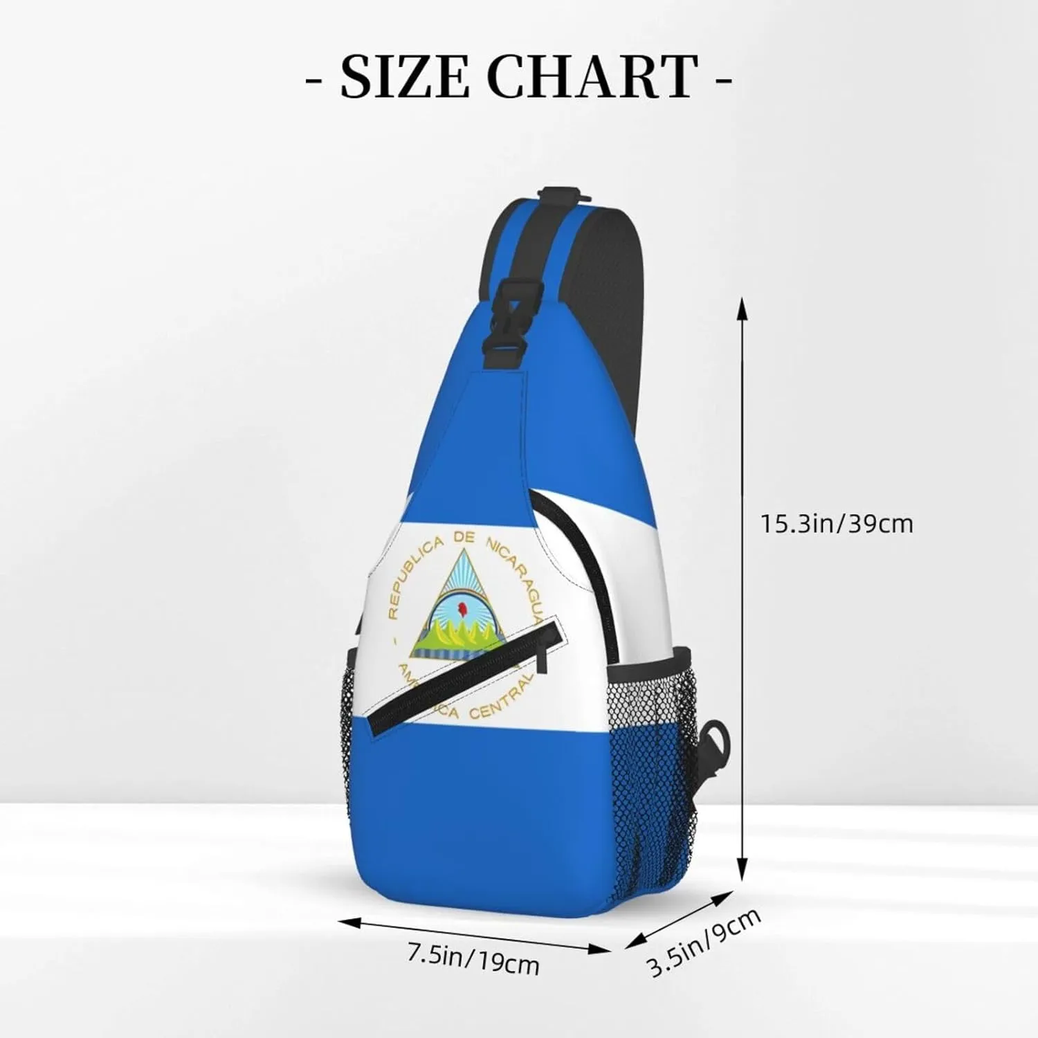 Nicaragua Flag Crossbody Bags Sling Backpack Cross Chest Bag Sports Shoulder Bag Gym Fanny Pack Adjustable Cycling Daypack Diagonally Rucksack for Running
