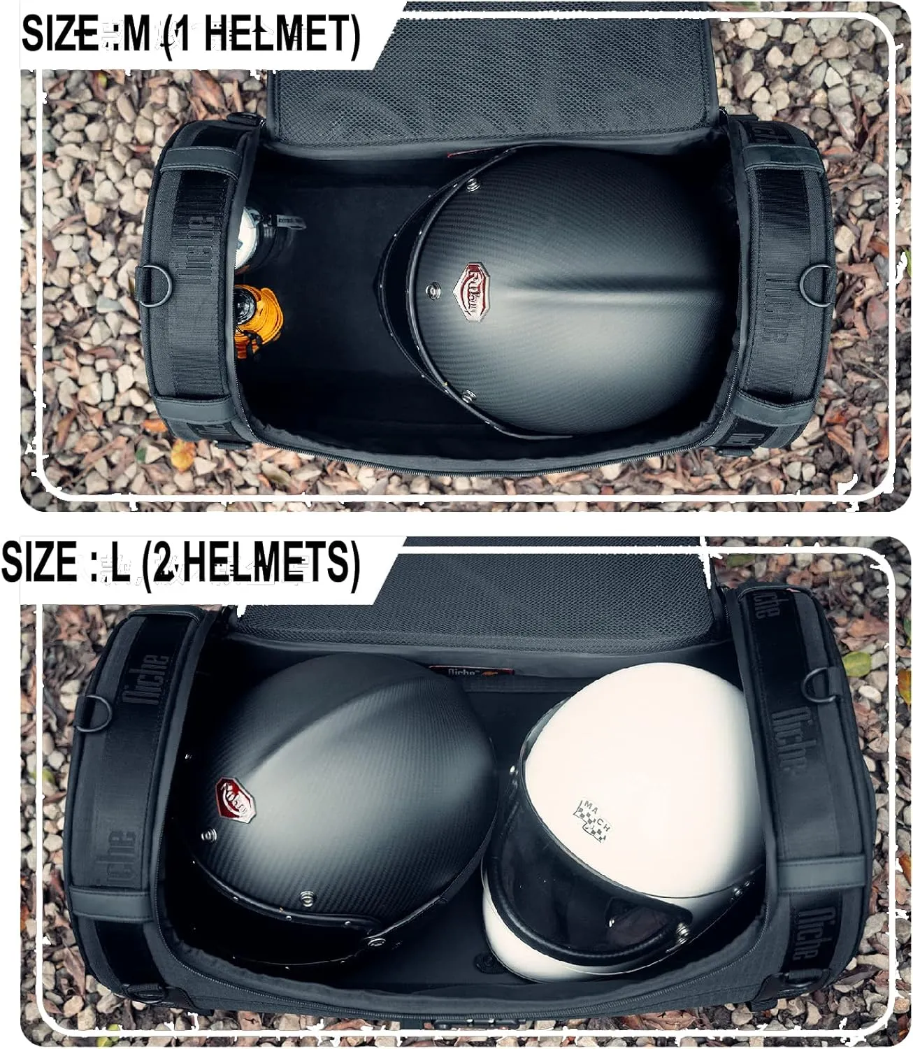 Niche Stackable Motorcycle Tail Bag – 59L Large Capacity Rear Seat Bag with Waterproof Rain Cover, Zipper Closure, & Adjustable Straps – Travel Luggage for Honda, Yamaha, Suzuki, Kawasaki, Harley