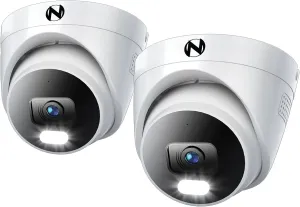 Night Owl Add On Wired IP 4K HD Indoor/Outdoor Deterrence Dome Cameras with 2-Way Audio (2 Pack)