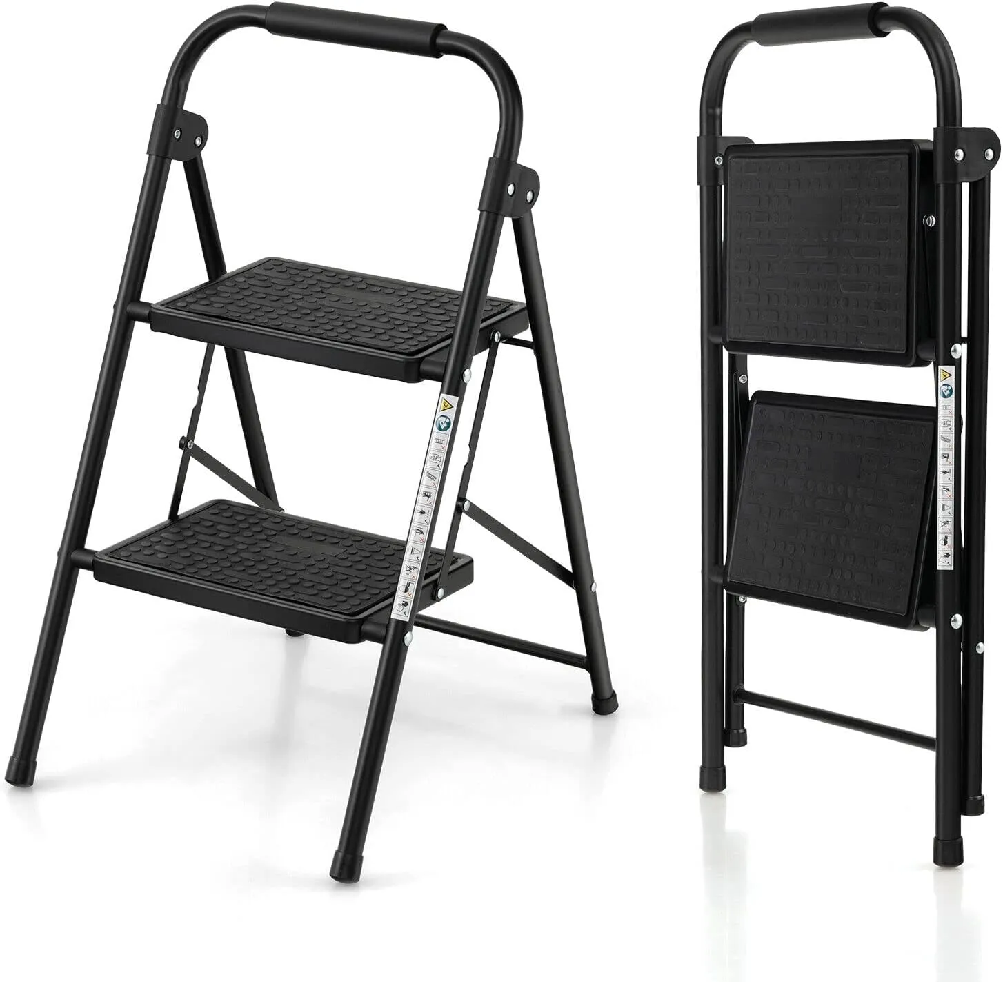 Nightcore 2 Step Ladder, Folding Step Stool w/Padded Handgrip & Wide Anti-Slip Pedal, Lightweight Portable Metal Tool Ladder, 330 LBS Capacity, Multi-Use Sturdy Ladder for Kitchen & Household