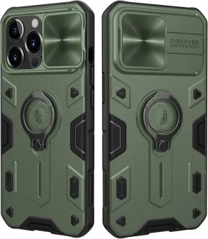 Nillkin CamShield Armor Case Compatible with iPhone 13 Pro Case, [Built in Kickstand & Camera Lens Protector] Shockproof Back Bumper Hybrid Cover Phone Case for Phone 13 Pro 6.1'' Dark Green