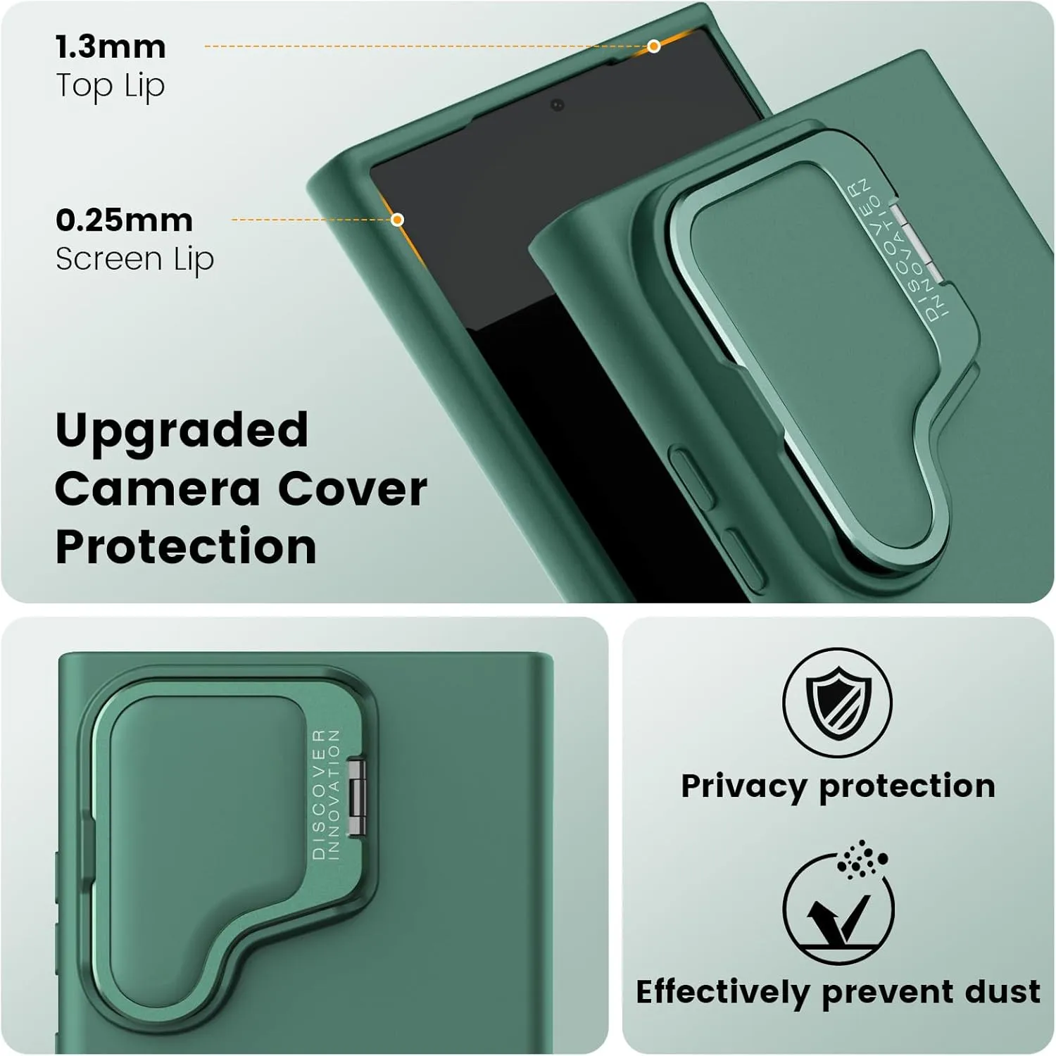 Nillkin for Samsung Galaxy S24 Ultra Case, Silicone Case with Camera Cover, Built-in Camera Stand, Shockproof Protective Phone Case 6.8 Inch, Alpine Green