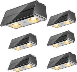 NIORSUN Solar Fence Lights,6 Pack Deck Light,Led Outdoor Lights 3000K/4500K/6000K  RGB Up & Down Wall Lights Waterproof,Solar Powered Light for Backyard/Pool/Railing/Patio/Porch/Step
