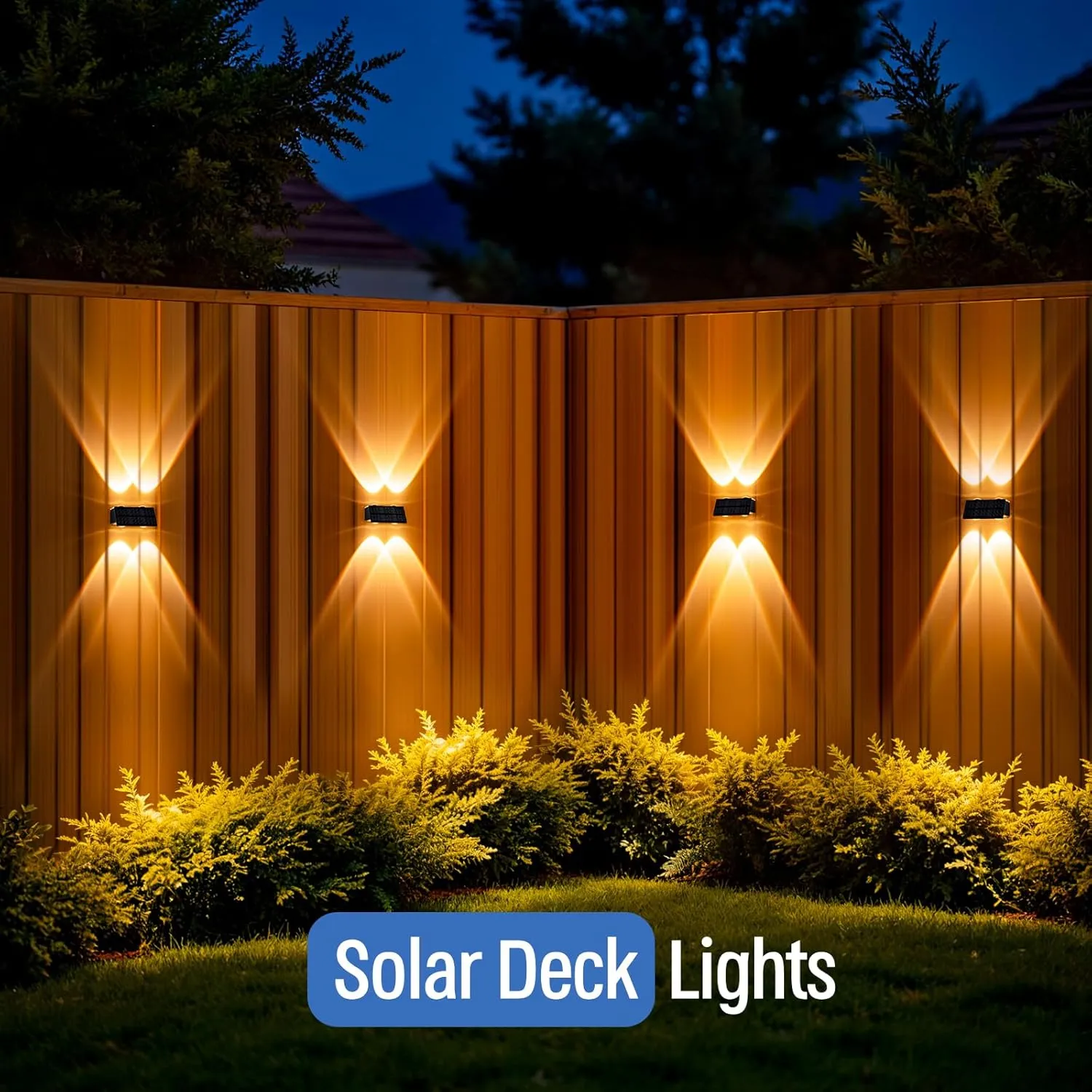 NIORSUN Solar Fence Lights,6 Pack Deck Light,Led Outdoor Lights 3000K/4500K/6000K  RGB Up & Down Wall Lights Waterproof,Solar Powered Light for Backyard/Pool/Railing/Patio/Porch/Step