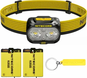 Nitecore UT27 2024 Pro (2024 Version) Dual Beam Lightweight Trail Running Headlamp with 2X HLB1500 Battery Pack, Tag (Black)
