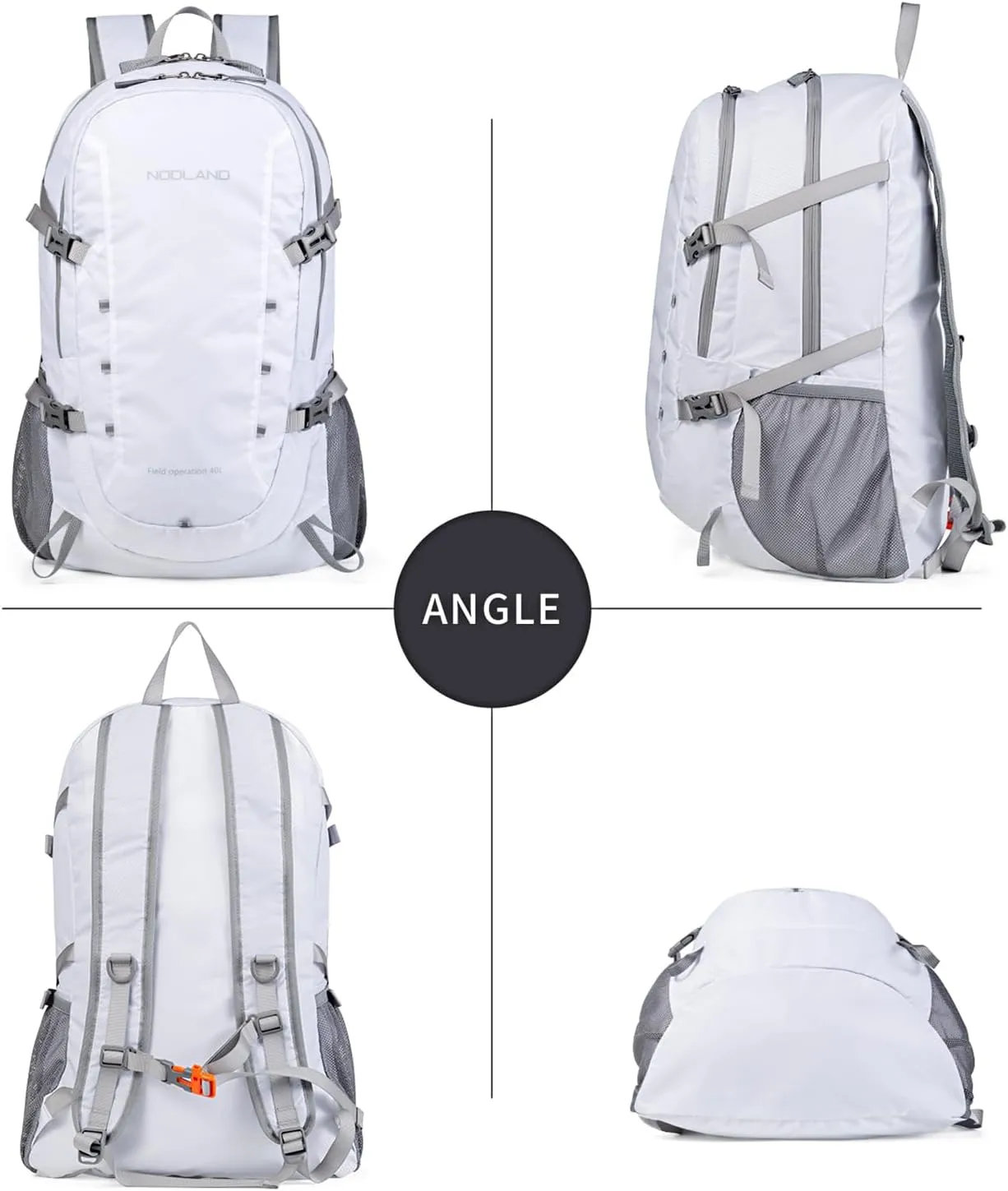 NODLAND Lightweight Backpack, Travel 40L Foldable Water-Resistant Daypack, Hiking Outdoor Camping Rucksack for Men Women