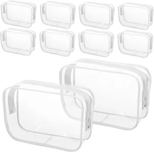 NOLITOY 10 Pcs Clear Zipper Pouches Travel Toiletry Bags for Cosmetics Skincare Brushes Makeup Organizer Lightweight Compact for Easy Packing