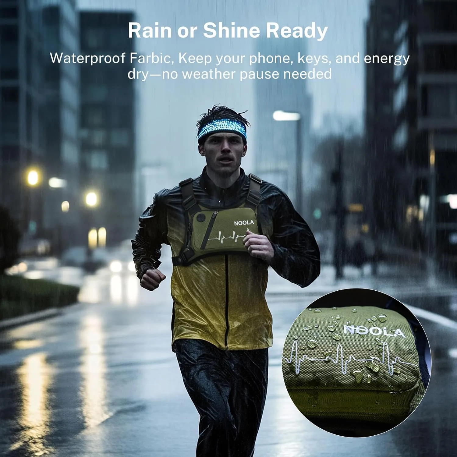 NOOLA Running Chest Pack, Running Vest for Men with Reflective Back, Sport Chest Bag for Runners, Cycling, Biking, EDC Pouch