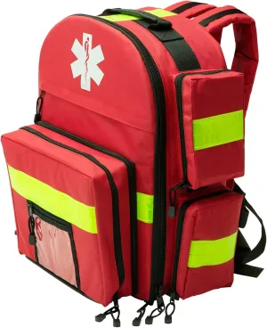 NOVAMEDIC First Aid Empty EMT Tactical Backpack Bag ,17"x6"x9", for Emergency and First Responder Trauma Treatment Oxygen O2 Tank and Medical Supplies Back Pack, Red