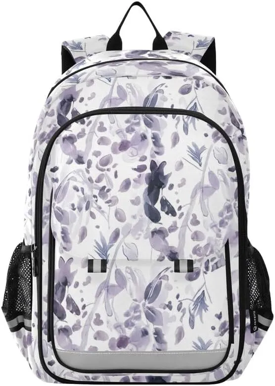 ODAWA Floral Watercolor Bakcpack Daypack with Compartment & Multiple Pockets Kids Backpack Ages 6-12, 17 Inch