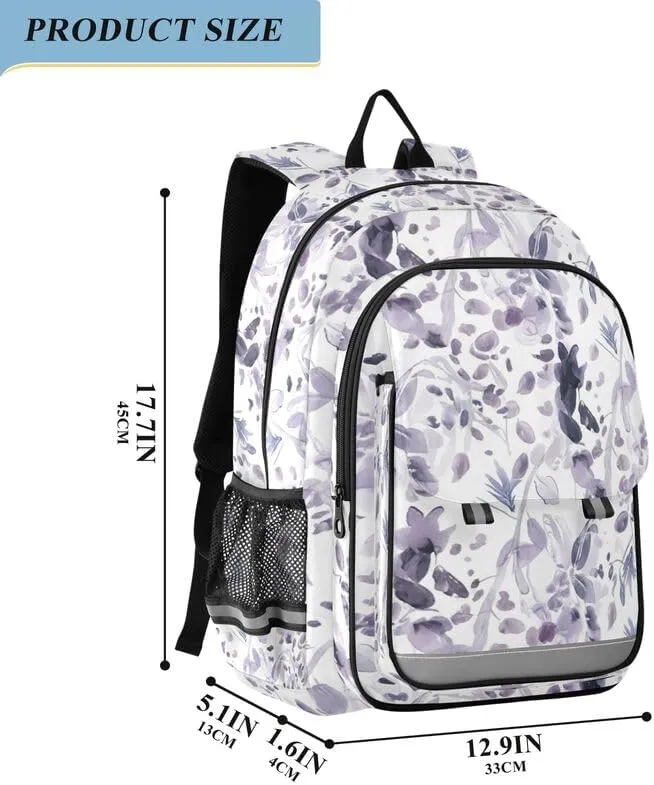 ODAWA Floral Watercolor Bakcpack Daypack with Compartment & Multiple Pockets Kids Backpack Ages 6-12, 17 Inch