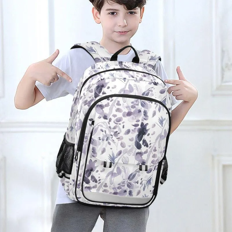ODAWA Floral Watercolor Bakcpack Daypack with Compartment & Multiple Pockets Kids Backpack Ages 6-12, 17 Inch