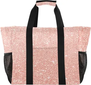 ODAWA Rose Gold Gradient Texture Lightweight Gym Beach Bags for Vacation and Travel