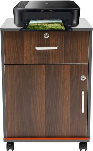 Office Filing Cabinets,Large Printer Stand,Paper Shredder Stand Rack with Wheels and Open Storage Shelves,Rolling Printer Stand with Drawers,for Office, Living Room,Home,Kitchen
