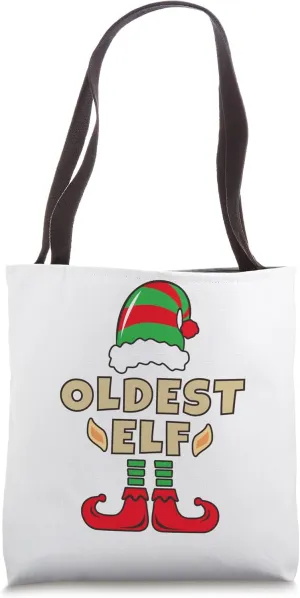 Oldest Elf White Handbag, Older Sibling Funny Christmas Tote Bag