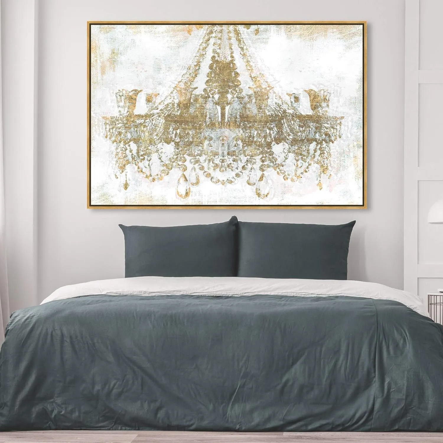 Oliver Gal Fashion and Glam Modern Canvas Wall Art Gold Diamonds Ready to Hang Home Decor 37.5 x 55.5 White and Gold Canvas Art for Living Room