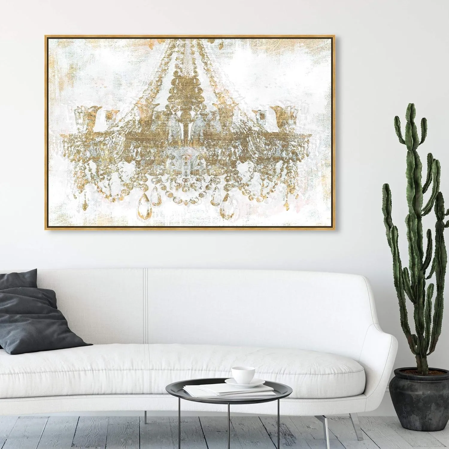 Oliver Gal Fashion and Glam Modern Canvas Wall Art Gold Diamonds Ready to Hang Home Decor 37.5 x 55.5 White and Gold Canvas Art for Living Room