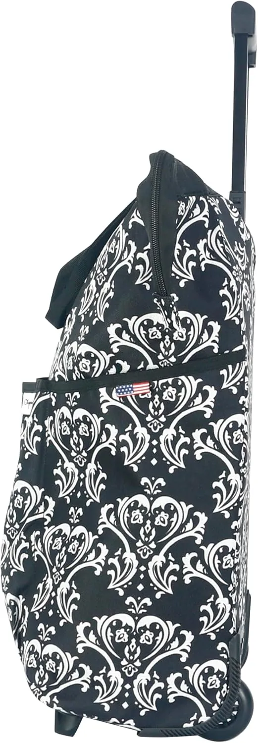 Olympia U.S.A. "FASHIONISTA Rolling Carry-on Luggage Tote, Damask Black