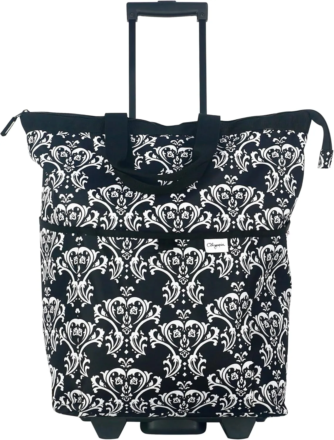 Olympia U.S.A. "FASHIONISTA Rolling Carry-on Luggage Tote, Damask Black
