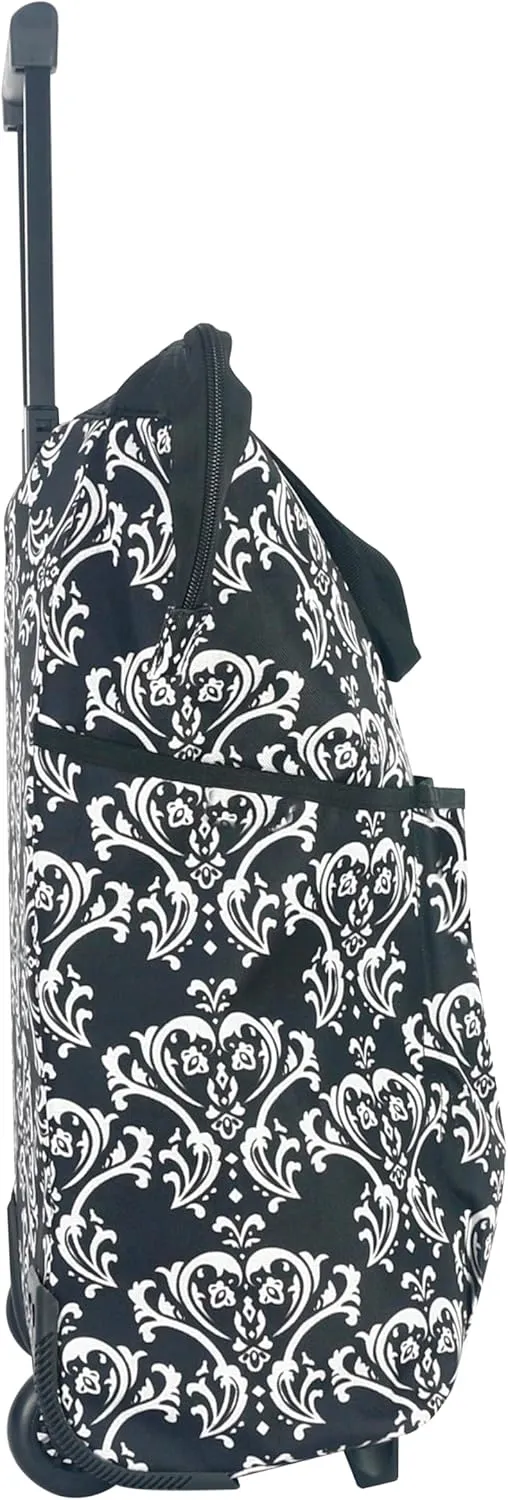 Olympia U.S.A. "FASHIONISTA Rolling Carry-on Luggage Tote, Damask Black