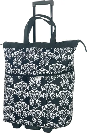 Olympia U.S.A. "FASHIONISTA Rolling Carry-on Luggage Tote, Damask Black