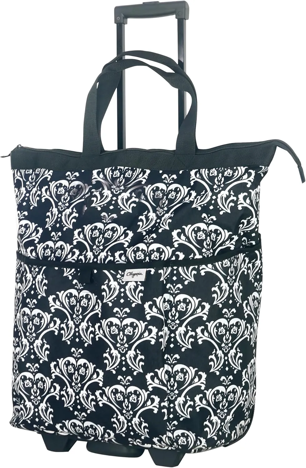 Olympia U.S.A. "FASHIONISTA Rolling Carry-on Luggage Tote, Damask Black
