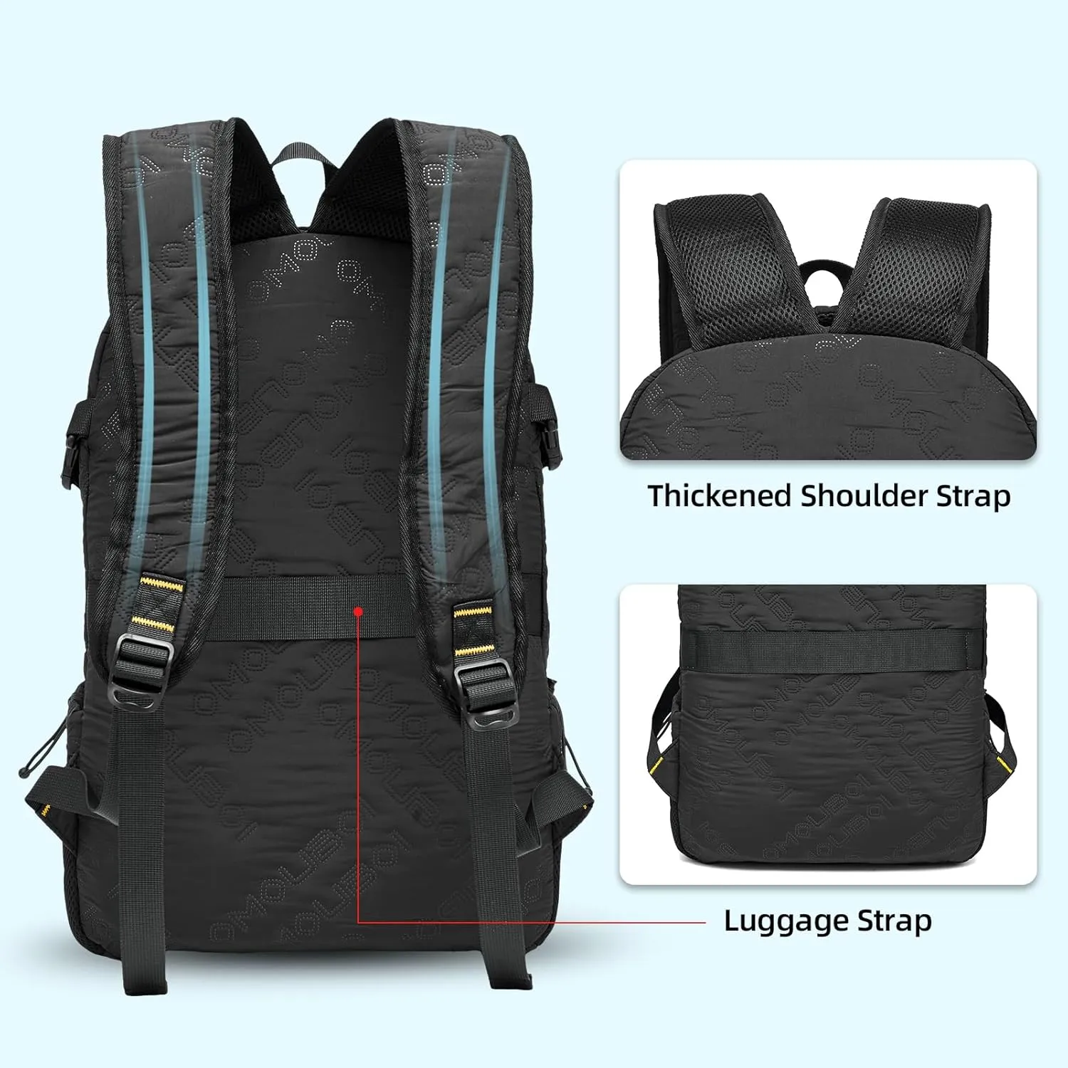 OMOUBOI Travel Laptop Backpack Lightweight 15.6" Reflective Business Daypack Water Resistant Computer Backpack (Black)