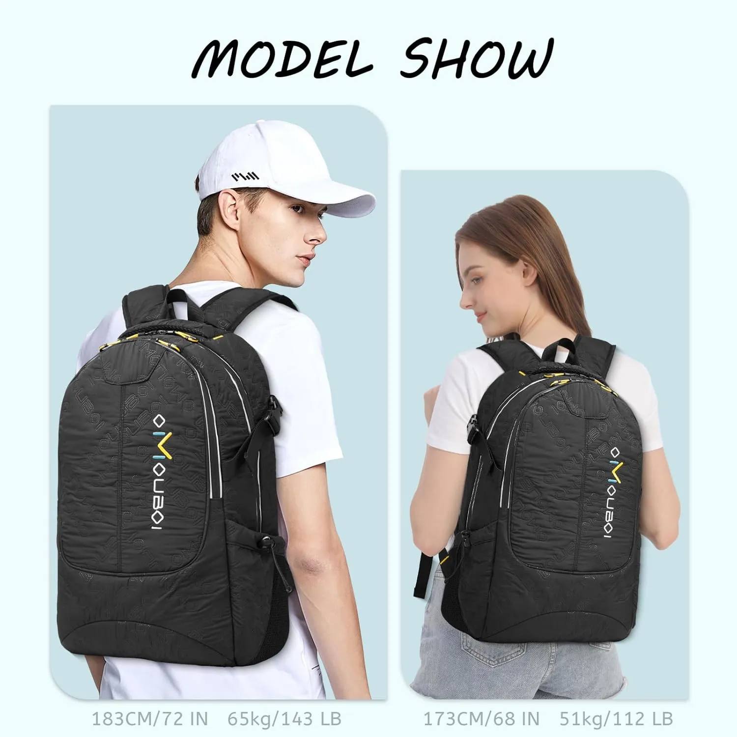 OMOUBOI Travel Laptop Backpack Lightweight 15.6" Reflective Business Daypack Water Resistant Computer Backpack (Black)